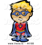 Vector of a Smiling Cartoon Super Hero Boy Posing by Chromaco