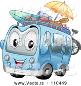 Vector of a Smiling Cartoon Tour Bus Mascot with Beach Gear by BNP Design Studio