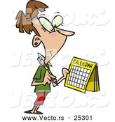Vector of a Smiling Cartoon Woman Marking Day on a Calendar by Toonaday
