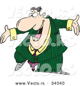 Vector of a Smiling Salesman Wearing a Green Suit - Cartoon Style by Toonaday