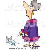 Vector of a Snobby Cartoon Lady Walking Her Spoiled Dog by Toonaday