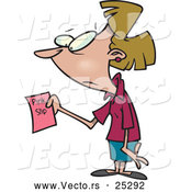 Vector of a Stressed Cartoon Female Office Employee Holding a 'Pink Slip' by Toonaday