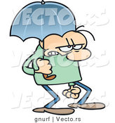 Vector of a Stressed Cartoon Man Walking Under an Umbrella by Gnurf