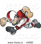 Vector of a Strong Cartoon Football Player Boy Charging Forward by Chromaco