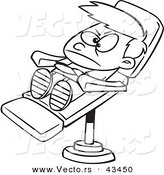 Vector of a Stubborn Cartoon Boy in a Dentist Chair - Coloring Page Outline by Toonaday