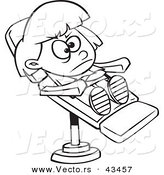 Vector of a Stubborn Cartoon Girl in a Dentist Chair - Coloring Page Outline by Toonaday