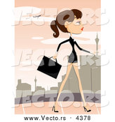 Vector of a Stylish Business Woman Walking on an Urban Sidewalk by BNP Design Studio