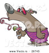 Vector of a Summer Bear Drinking a Beverage Through a Twisty Straw by Toonaday