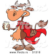 Vector of a Super Hero Cow Holding a Glass of Milk by Toonaday