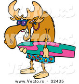 Vector of a Surfer Moose Carrying a Board by Toonaday