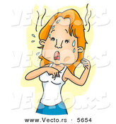 Vector of a Sweating Cartoon Woman Having a Hot Flash by BNP Design Studio