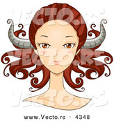 Vector of a Taurus Woman's Face with Horns on Her Head by BNP Design Studio