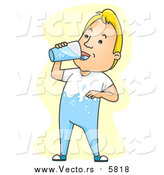 Vector of a Thirsty Blond White Man with a Body of Water on Yellow by BNP Design Studio