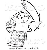 Vector of a Tired Cartoon Boy Yawning - Coloring Page Outline by Toonaday