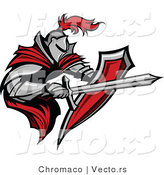Vector of a Tough Armored Knight with Shield Fighting with a Sword by Chromaco