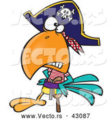 Vector of a Tough Cartoon Pirate Parrot with a Peg Leg by Toonaday