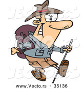 Vector of a Trekking Cartoon Male Aussie Man Smiling by Toonaday
