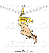 Vector of a Unbalanced White Male Tight Rope Walker Stuck Upside down by Toonaday