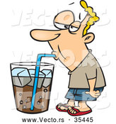 Vector of a Unhealthy Cartoon Man Drinking Soda from an Oversized Cup by Toonaday