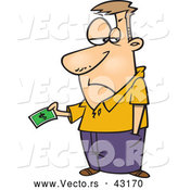 Vector of a Upset Cartoon Man Handing over His Last Dollar Bill by Toonaday