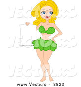 Vector of a Vegetarian Blond Pinup Girl Wearing Lettuce and Holding a Sign by BNP Design Studio