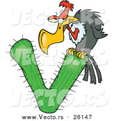 Vector of a Vulture on a Letter V Cactus by Toonaday
