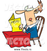 Vector of a White Man Sitting at a Table and Reading a Menu at a Restaurant by Toonaday