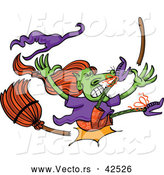 Vector of a Wicked Cartoon Witch Crashing Hard While Her Broom Breaks by Zooco