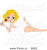 Vector of a Woman in a White Dress, Holding a Rose by BNP Design Studio
