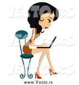 Vector of a Woman Sitting in a Chair and Using a Laptop by BNP Design Studio