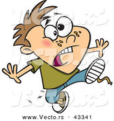 Vector of a Worried Cartoon Boy Running with Ants in His Clothes by Toonaday