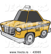Vector of a Yellow Taxi Cab with Dark Tinted Windows by Toonaday