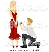 Vector of a Young Man Looking up at His Girlfriend While Proposing on His Knee with a Ring by BNP Design Studio