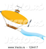 Vector of Airship Ascending with a Message Banner by