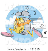 Vector of Alarm Clock Wearing Shoes, Running, Ringing and Dropping Numbers by Andy Nortnik