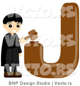 Vector of Alphabet Letter J with a Judge Boy by BNP Design Studio