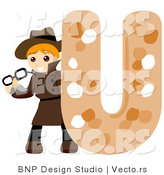 Vector of Alphabet Letter U with an Undercover Agent Boy by BNP Design Studio