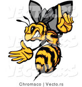 Vector of an Aggressive Bee Pointing Finger-Up While Gritting Teeth and Preparing to Sting by Chromaco