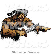 Vector of an Aggressive Pioneer Pointing with Sword During an Attack by Chromaco