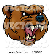 Vector of an Aggressive Rival Cartoon Grizzly Bear Mascot Growling by AtStockIllustration