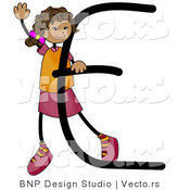 Vector of an Alphabet Letter E with a Stick Figure Girl by BNP Design Studio
