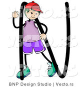 Vector of an Alphabet Letter N with a Stick Figure Boy by BNP Design Studio