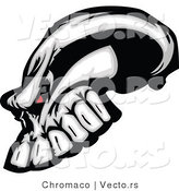 Vector of an Evil Human Skull with Red Eyes by Chromaco