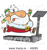 Vector of an Fat Cartoon Santa Running on a Treadmill by Toonaday