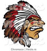 Vector of an Intimidating Native American Chief Gritting Teeth Angrily by Chromaco