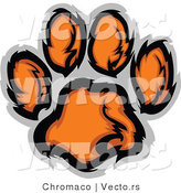 Vector of an Orange Tiger Paw Print by Chromaco