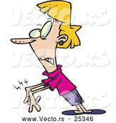 Vector of an Overworked Cartoon Woman with Painful Carpal Tunnel Syndrome (CTS) by Toonaday