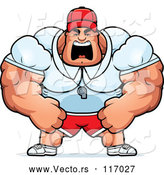 Vector of an Unstoppable Cartoon Muscular Male Sports Coach Yelling by Cory Thoman