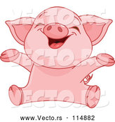 Vector of Baby Piglet Cheering by Pushkin