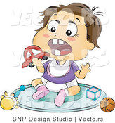 Vector of Baby Trying to Eat Toy Car by BNP Design Studio